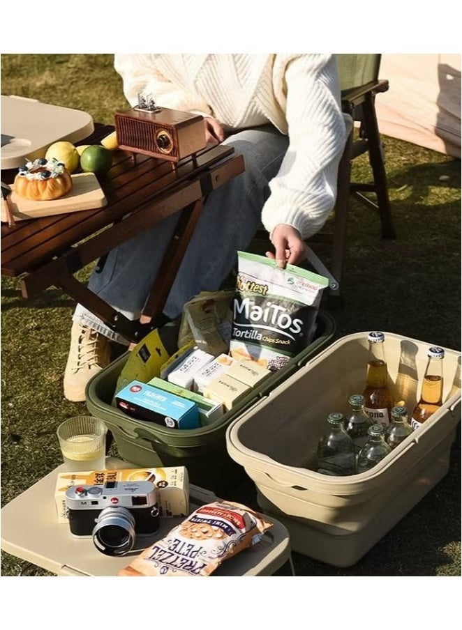 Generic Picnic Basket Outdoor Waterproof Basket Outdoor Camping Folding Box Picnic Storage Basket Set Folding Bucket  - Image 4