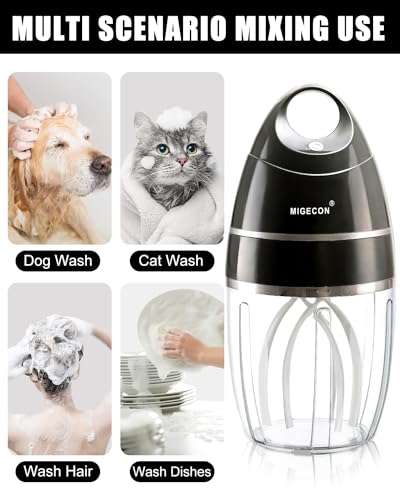 MIGECON Stand Mixer, Small Kitchen Electric Food Mixer, Portable Milk Frother, Rechargeable Household Mixer Beater for Shampoo and Pet Foam Whipper, One-Click Operation, Dark Gery - Image 5