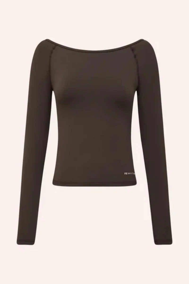 P.E Nation Soft Lightweight Off-Shoulder Long Sleeve Top