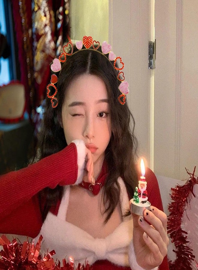 سوتشات طوق شعر على شكل قلب مرصع بأحجار الراين اللامعة من سوتشات، هدية مثالية لعيد الحب للنساء - Image 3