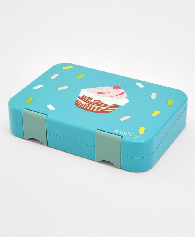 Bonfino Lunch Box, Ice Cream Theme, Easy to Carry, Leak-Proof Lid, Microwave Safe, 3 Years+, 22 x 15.5 x 5cm - Blue - Image 1