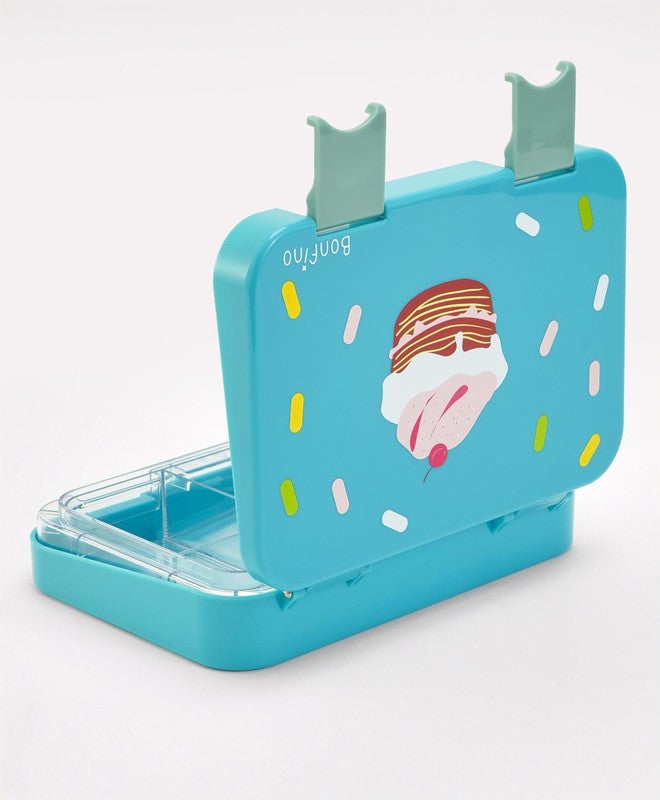 Bonfino Lunch Box, Ice Cream Theme, Easy to Carry, Leak-Proof Lid, Microwave Safe, 3 Years+, 22 x 15.5 x 5cm - Blue - Image 4