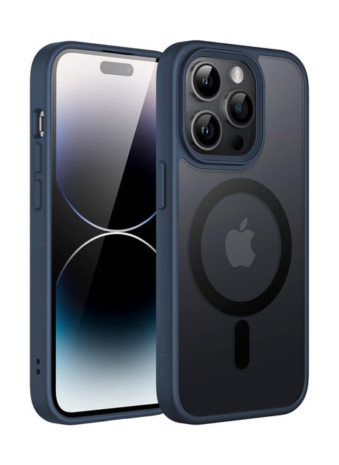 Magnetic Case for iPhone 14 Pro [Shockproof & Slim] Matte Hard Back Cover with high-Grade Protection | Dark Blue