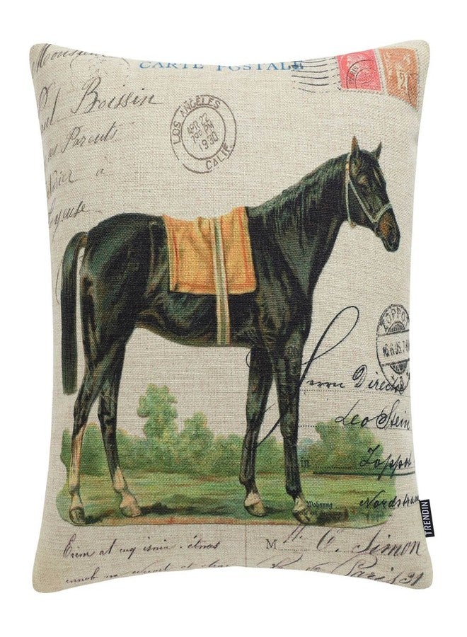 TRENDIN Square Pillow Cover - 18 X 18 Inch Decorative Throw Pillowcase, Farmhouse Horse PL228TR - Image 1