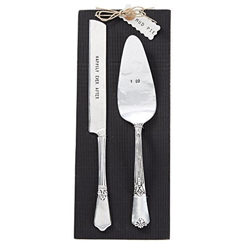 Mud Pie 4635002 Wedding Cake and Knife Serving Set, Silver - Image 2