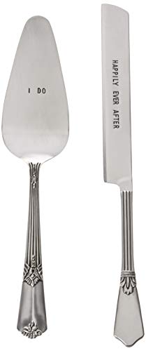 Mud Pie 4635002 Wedding Cake and Knife Serving Set, Silver - Image 1