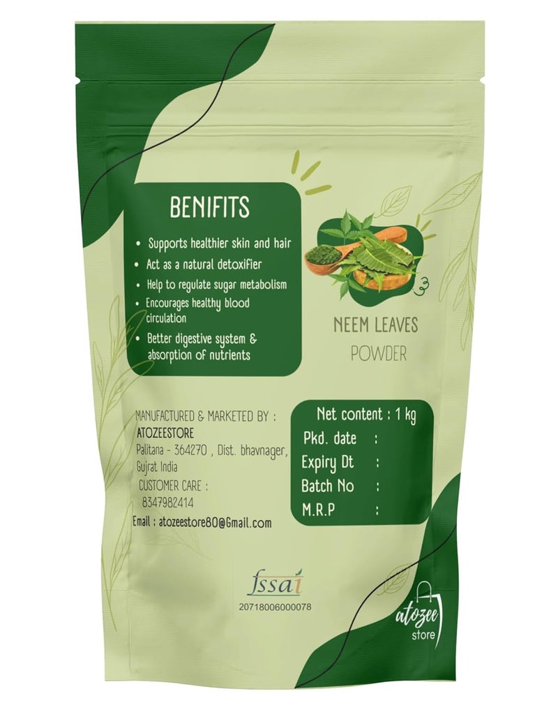 ATOZEE STORE ATOZEE STORE Pure Natural Neem Leaves Powder 200 grm for Eating Drinking skin and Hair Nutrition Dehydration Evens Skin Tone Acne PimplesHair Thicker Stronger 200grm - Image 2
