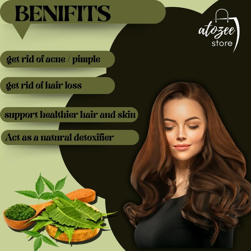 ATOZEE STORE ATOZEE STORE Pure Natural Neem Leaves Powder 200 grm for Eating Drinking skin and Hair Nutrition Dehydration Evens Skin Tone Acne PimplesHair Thicker Stronger 200grm - Image 5