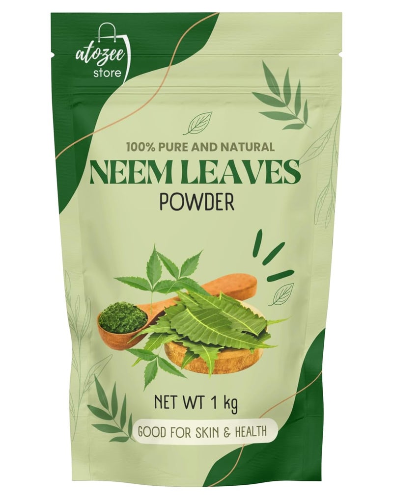 ATOZEE STORE ATOZEE STORE Pure Natural Neem Leaves Powder 200 grm for Eating Drinking skin and Hair Nutrition Dehydration Evens Skin Tone Acne PimplesHair Thicker Stronger 200grm - Image 1