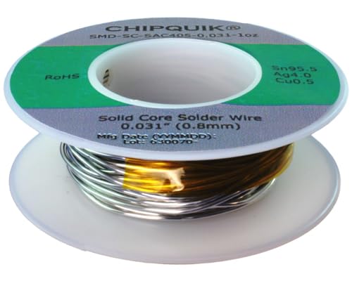 CHIP QUIK SMDSCSAC40500311oz Sn955Ag40Cu05 031 Solder Wire 1oz Spool Solid Core SAC405 TinSilverCopper - Image 1