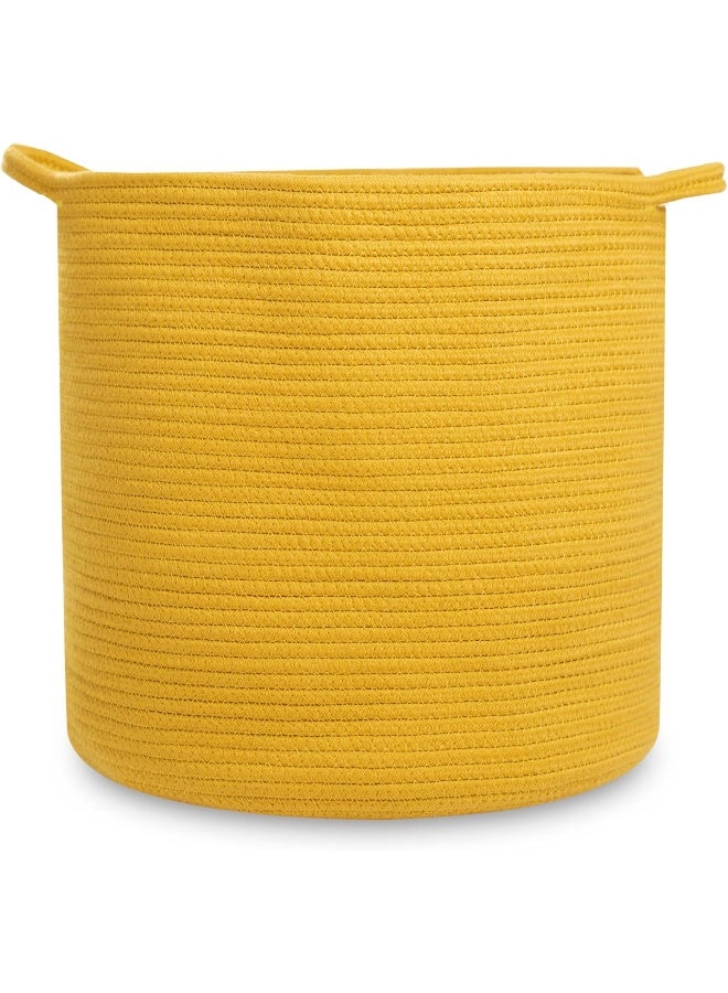 Natemia Rope Storage Basket- Nursery Bin and Toy Organizer (15â€x15â€x14â€), Laundry Basket, Basket for Towels, Pillows and Blankets - Image 1