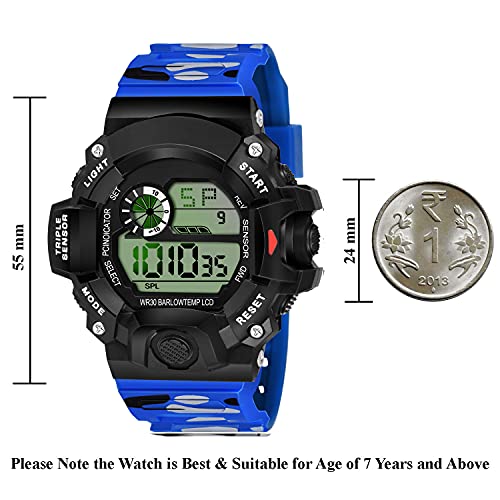 SWADESI STUFF Rubber Multi Color Army Kid Digital Watch for Boys (Blue), Black Dial, Multi-Color Band - Image 2