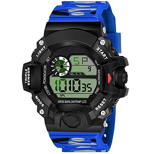 SWADESI STUFF Rubber Multi Color Army Kid Digital Watch for Boys (Blue), Black Dial, Multi-Color Band - Image 1
