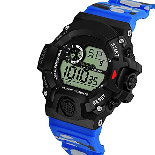 SWADESI STUFF Rubber Multi Color Army Kid Digital Watch for Boys (Blue), Black Dial, Multi-Color Band - Image 3