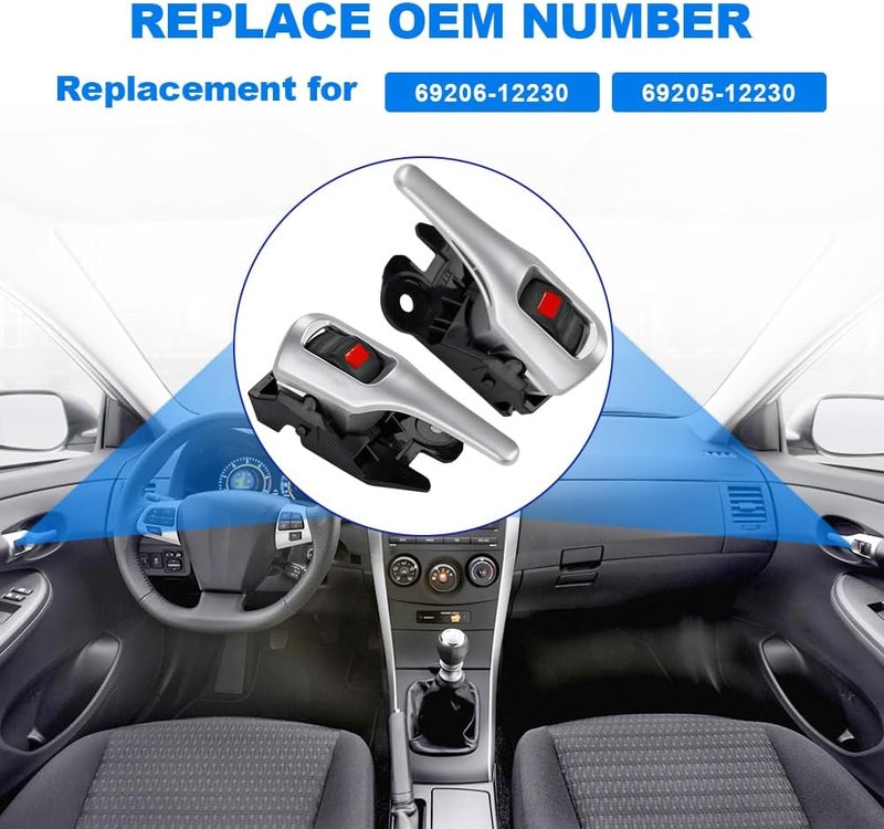 JDMON Interior Door Handles Replacement for Toyota Corolla 2009-2013 - Black & Chrome - Image 3