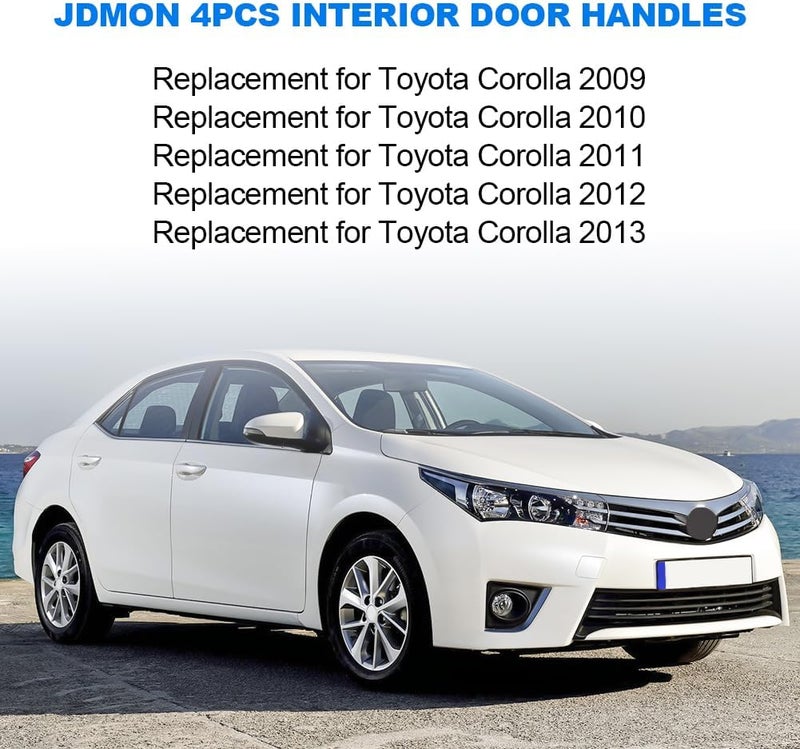 JDMON Interior Door Handles Replacement for Toyota Corolla 2009-2013 - Black & Chrome - Image 2