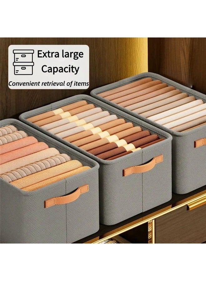 Clothes Storage Boxs, Foldable Storage Organizer with Carrying Handles and Steel Frame, Stackable Fabric Storage Organizer, Washable Nonwoven Fabric Storage Baskets, Suitable for Clothing, T-Shirt, Pants, Toys & Books (Gray, 42*25*28 Cm)  - Image 5