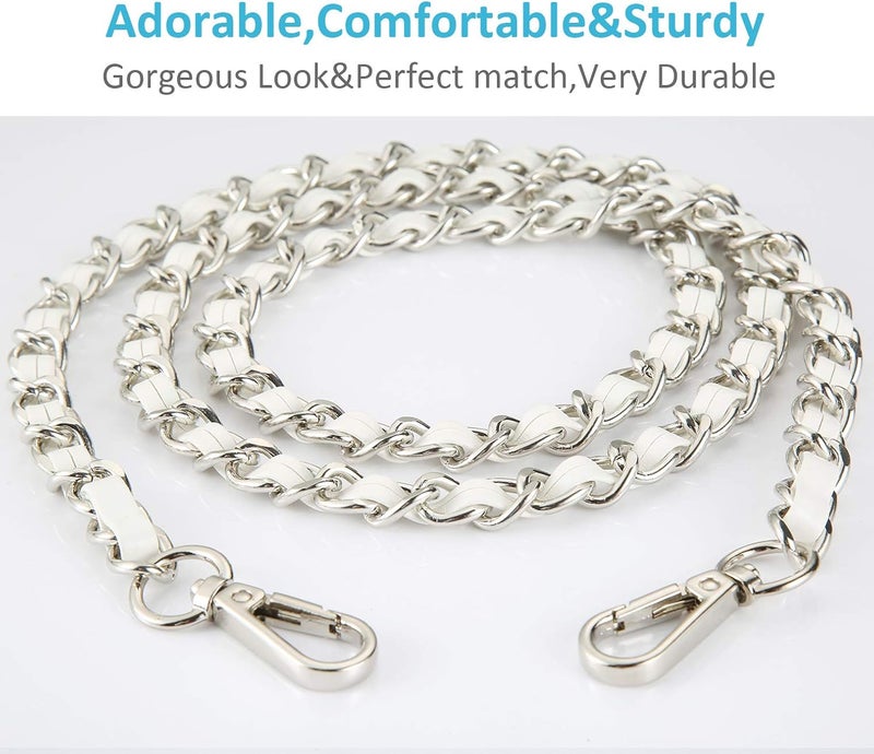 UTreers Purse Chain Strap Crossbody Bag Chains Strap Handbag Chain Replacement Leather Chain Straps 47.2" - Image 2