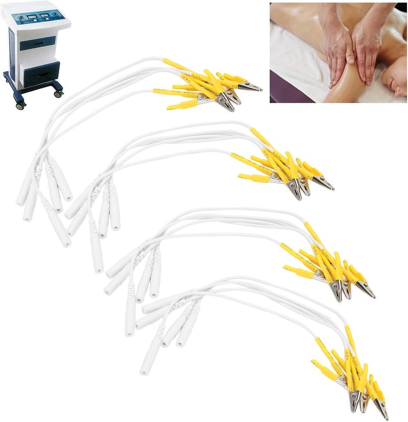 BesCable 20Pcs TENS Wire Cable Clip - Electrode Leadd Wires with Alligator Clips for TENS Unit Physiotherapy Machine (Yellow) - Image 5