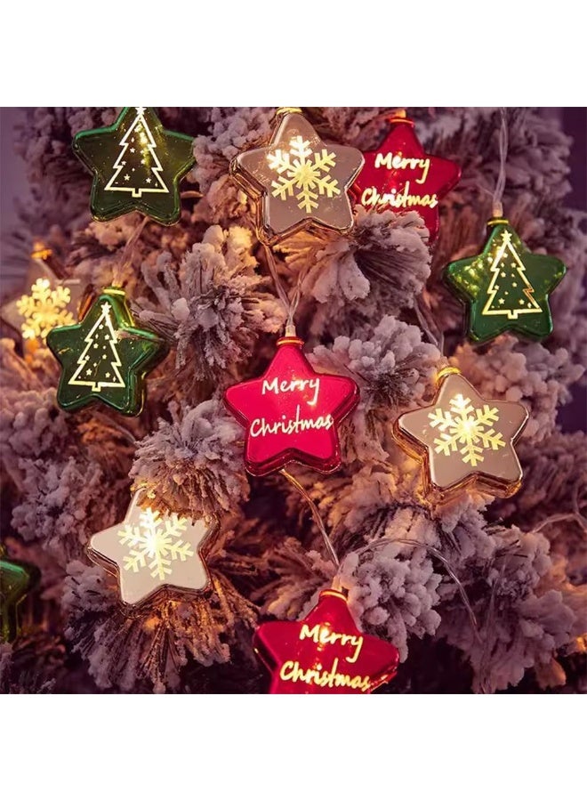 VUCATIN 4.92ft Christmas Lights Colored Christmas Tree Decoration Lights Plating String Lights Christmas Outdoor Decorations Christmas Decorations String Lights Holiday Light-Christmas Star 10LED - Image 1