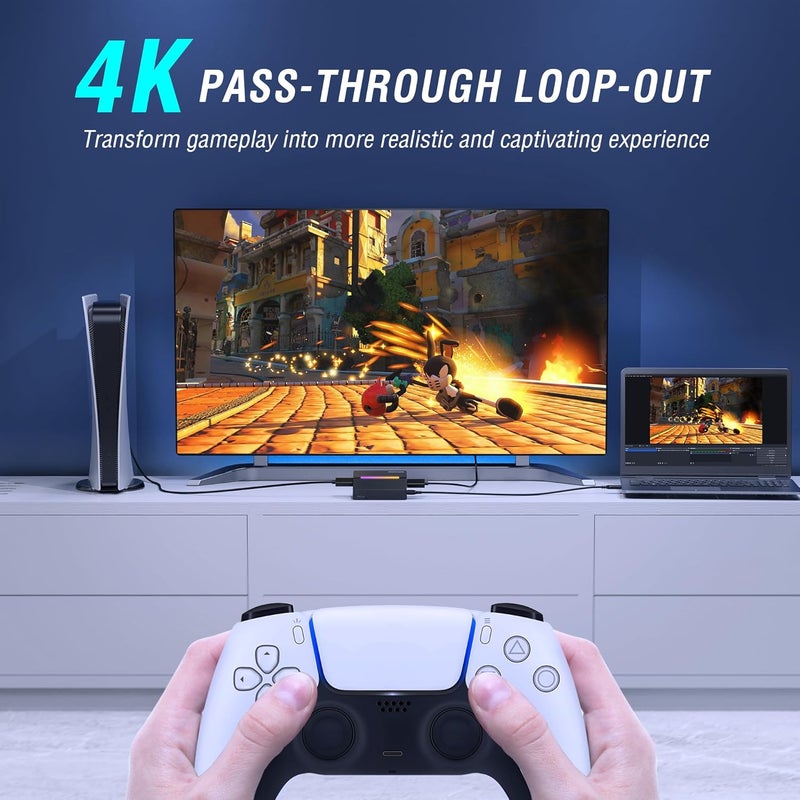 بطاقة التقاط الفيديو FIFINE AmpliGame، بدقة HD 1080 بمعدل 60 إطارًا في الثانية للصوت والفيديو والألعاب والبث المباشر، بطاقة التقاط 4K HDMI إلى USB متوافقة مع PS4/Windows/Mac OS/Switch/Xbox-V3 - Image 3