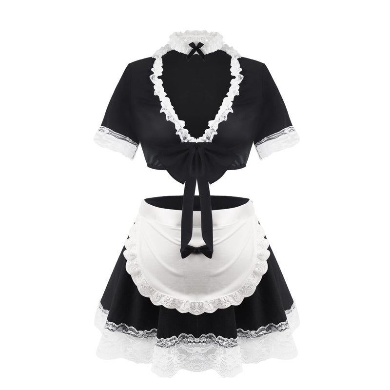 paloli Maid Outfit For WomenMaid Costume With Lace ApronFancy Halloween Dress Cosplay Lingerie Set - Image 2