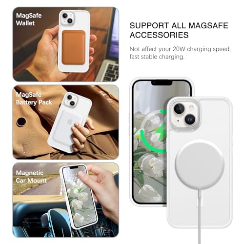 BENTOBEN Magnetic for iPhone 13 Case & iPhone 14 Case [Compatible with Magsafe] Translucent Matte Phone Case iPhone 13/14 6.1 inch Slim Thin Shockproof Women Men Protective Cover, Pure White - Image 2