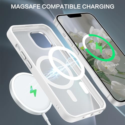 BENTOBEN Magnetic for iPhone 13 Case & iPhone 14 Case [Compatible with Magsafe] Translucent Matte Phone Case iPhone 13/14 6.1 inch Slim Thin Shockproof Women Men Protective Cover, Pure White - Image 4