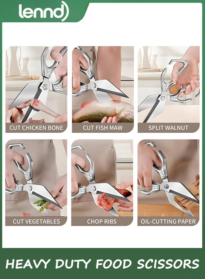LENND Heavy Duty Poultry Shears Kitchen Scissors Dishwasher Safe with Ergonomic Handle, High-Carbon Steel Cooking Shears for Chicken, Meat, Seafood, Bone Cutting - Image 3