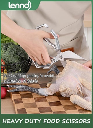Heavy Duty Poultry Shears Kitchen Scissors Dishwasher Safe with Ergonomic Handle, High-Carbon Steel Cooking Shears for Chicken, Meat, Seafood, Bone Cutting - view 2