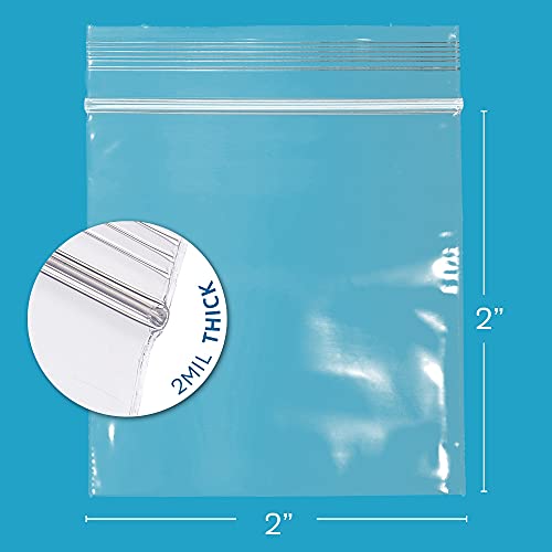 GPI 1000 Count - 2" x 2" Small Zip Bags, Mini Reclosable Zipper Baggies, 2 Mil, Clear Plastic Resealable Storage Bags with Zip Top Lock for Packaging Jewelry, Pills, Buttons, Candy, Seeds, Powders - GPI - Image 2