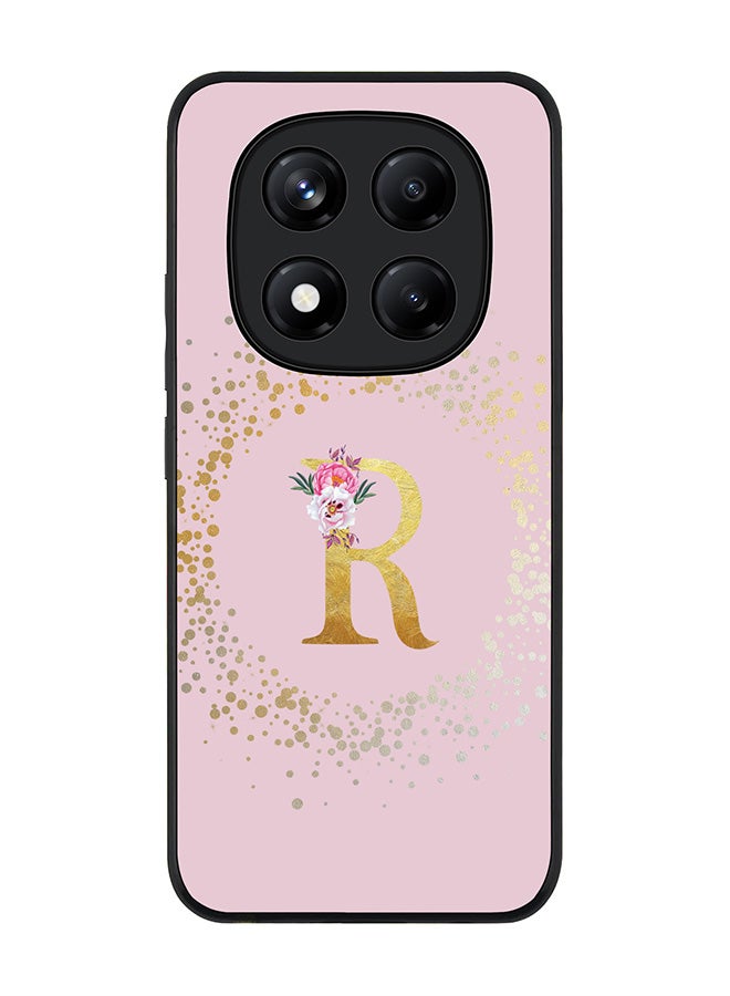 Stylizedd For Xiaomi Redmi Note 14 Pro+ 5G 5G Case,Slim fit Camera Protection, Shockproof Thin Phone cover  - Custom Monogram Floral - R  (Pink ) - Image 1