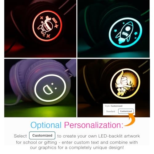 MEE audio KidJamz KJ55 Safe Listening USB-C Headphones for Children with Multicolor LED Lights, Volume Limiter, & Microphone; On-Ear Wired Kids Headset for iPhone 16, iPad, & USB Type C Devices (Blue) - Image 4