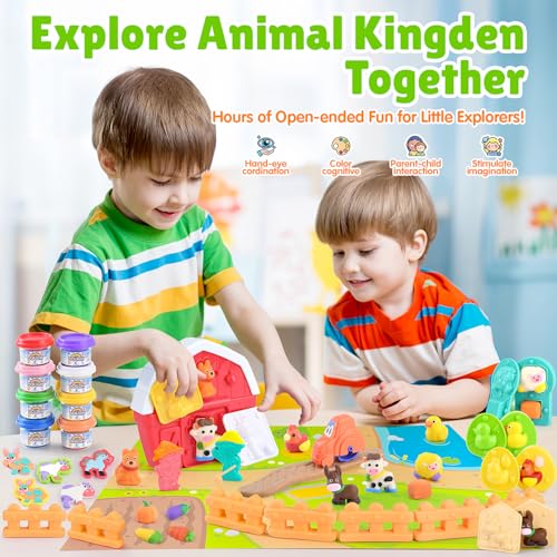 PLAY Farm Animals Color Dough Toys for Kids Ages 248 Big Red Barn Farm Playset with Animal Figures Clay Dough Modeling Tools Art Crafts Toddler Learning Toy Ideal Christmas Birthday Gifts - Image 5