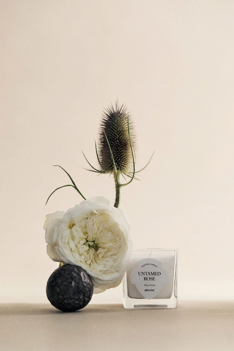 اتش اند ام شمعة معطرة صغيرة في حامل زجاجي