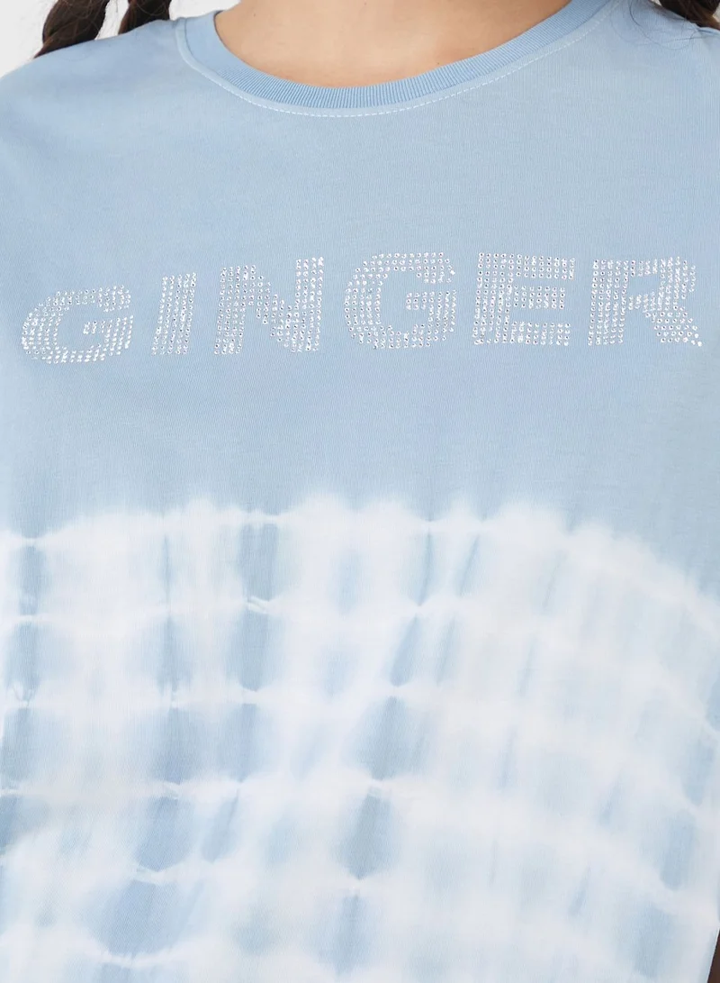 Ginger Crew Neck Logo Tie-Dye T-Shirt