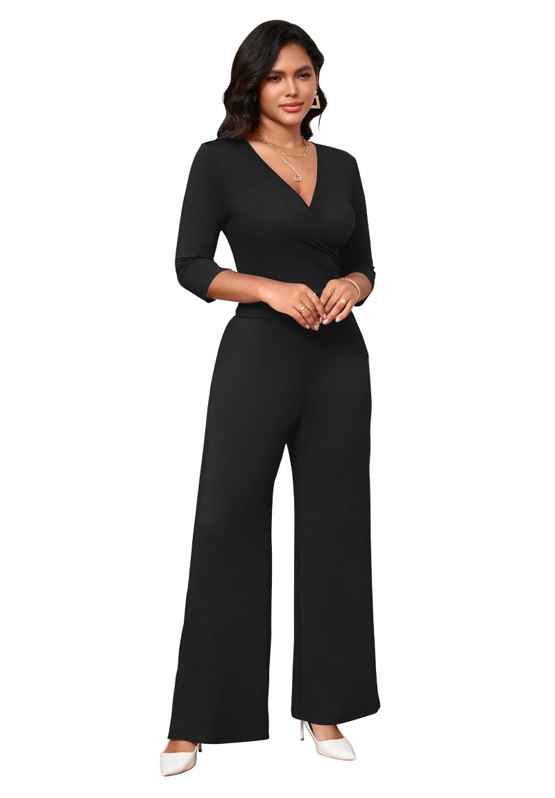 CLOCOR Womens Sets 2 Piece Outfits, V Neck Long Sleeve Top and Wide Leg Pants Matching Sets with Pockets Casual Tracksuit - Image 3