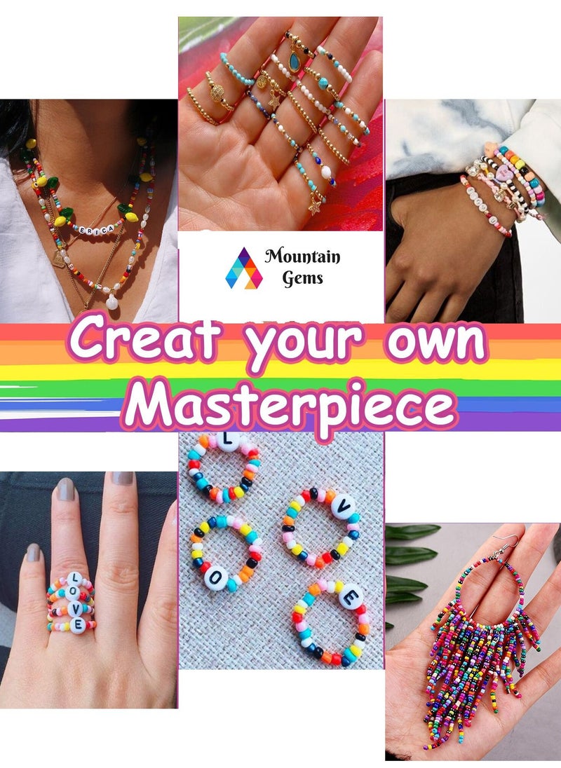 Mountain Gems - Seed Beads Kit Colors and Alphabet Letter Beads for Bracelet Jewelry Making - Image 1