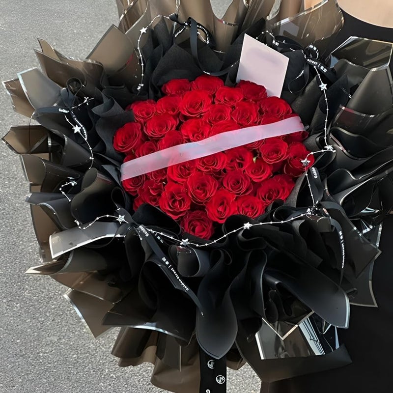 BBJ WRAPS ورق تغليف الزهور بخط فضي، ورق تغليف باقات كوري مقاوم للماء، ورق زهور، مستلزمات بائع الزهور، 20 ورقة، 22.8x22.8 بوصة (أسود) - Image 5