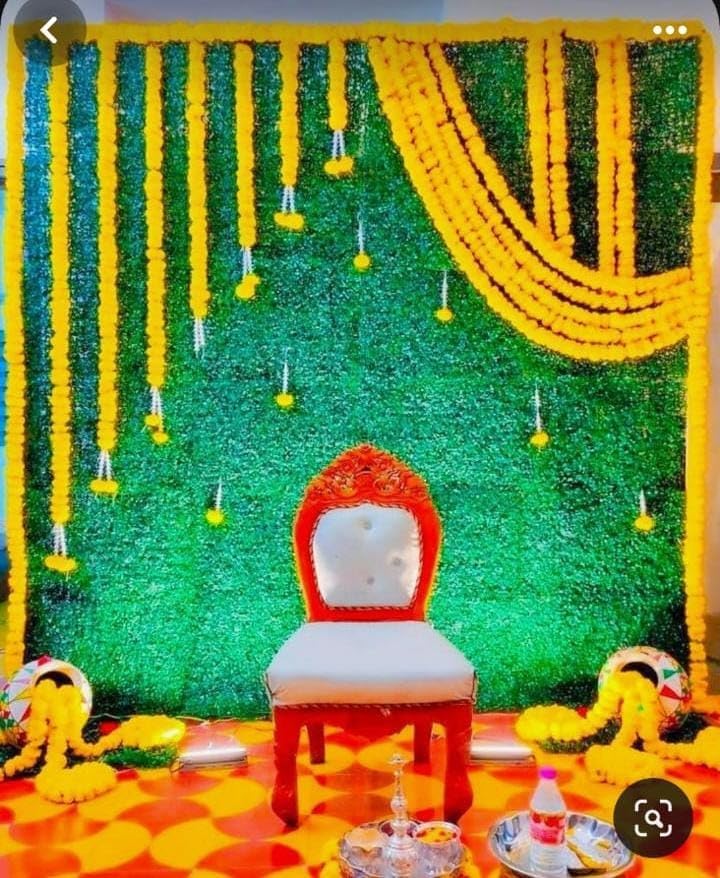 SELLPLUS مجموعة خلفية SELLPLUS لمهرجان الميهندي والهلدي والزفاف والبويا وزينة المنزل مجموعة من خيوط الماريغولد 34 - Image 1