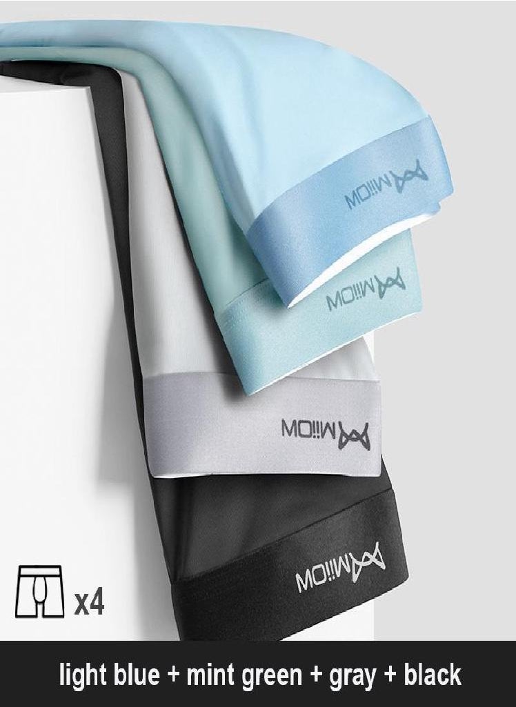 MIIOW - 4Pcs Lot Men Boxer Shorts Graphene Antibacterial Ice Silk Underwear Man Boxershorts Seamless Breathable Male Panties - Image 1