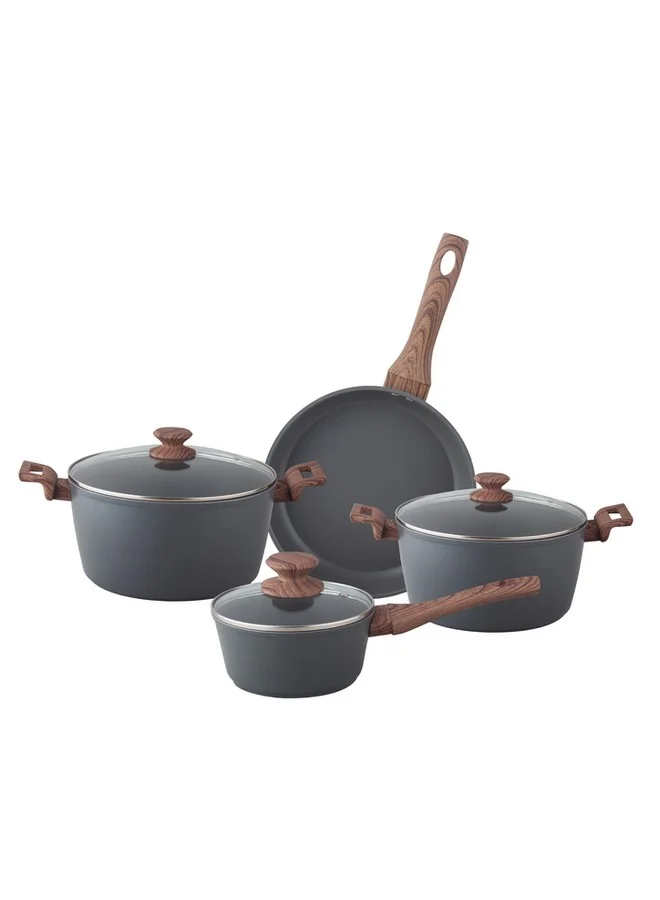 بارفيت طقم أواني طهي من الألمنيوم المطروق 7 قطع رمادي وبني 34.5 × 16.5 × 57.5 سم HFFS-6007-2G