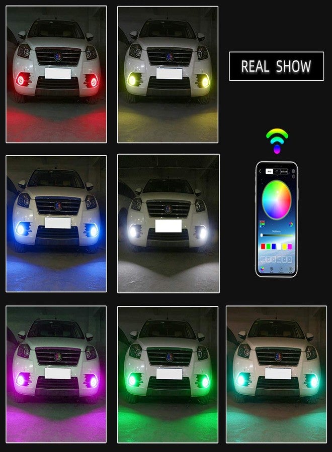 GrandviewTM 1-set 90MM Multi-Color RGB LED Halo Rings Light COB 90SMD Smart Phone iOS Android App Bluetooth Control Car Angel Eyes Circle Ring Headlight Lamp Daytime Running Lights(DRL)12V - Image 5