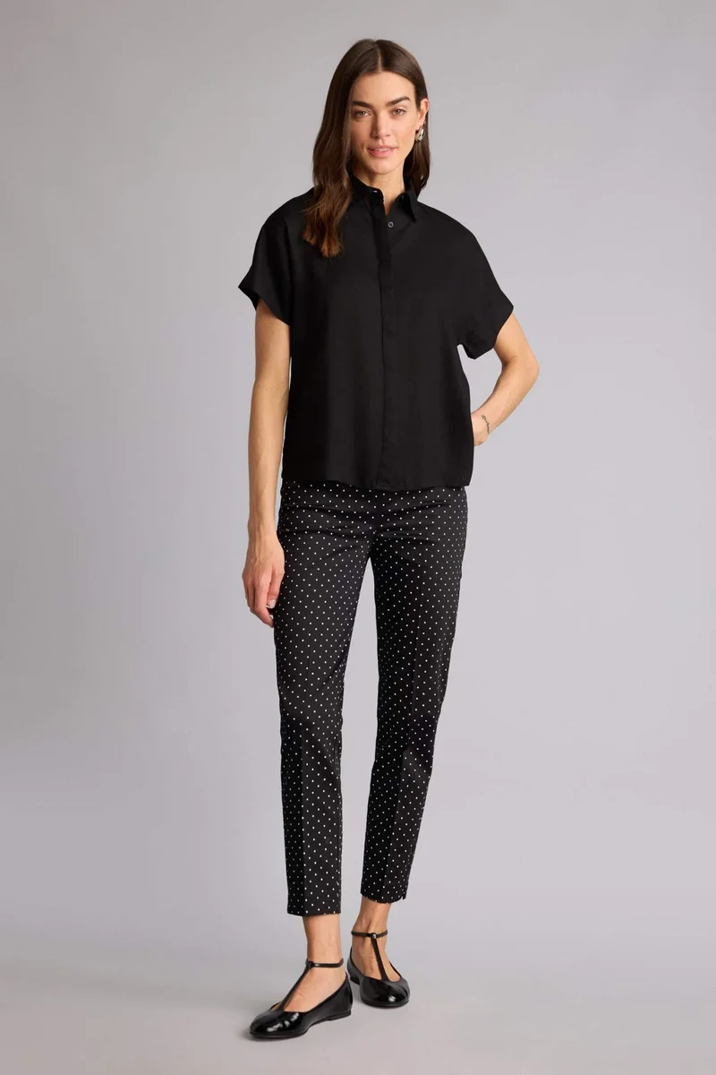 ديفاكتو Cigarette Fit Regular Hem Animal Satin Trousers