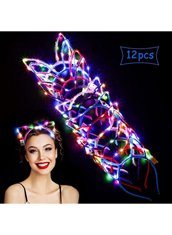 Aniwon Led Cat Ears Headband12Pcs Light Up Headband Cute Cat Ear Rabbit Ear Unicorn Headband Luminous Led Headband For Women Girls Kids Led Hair Accessories Christmas Halloween Party Supplies - Image 5