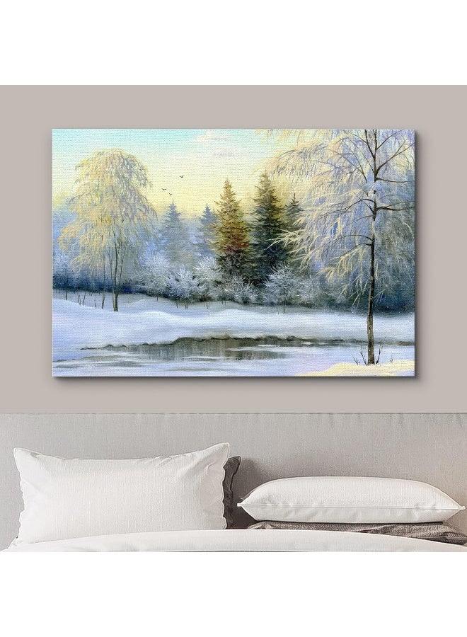 wall26 Canvas Prints Wall Art Paintings - Beautiful Winter Landscape, Room Decoration, Canvas, Oil - 24'' x 36'' - Image 3