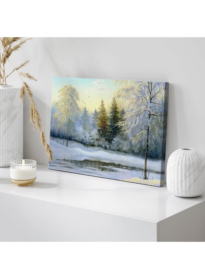 wall26 Canvas Prints Wall Art Paintings - Beautiful Winter Landscape, Room Decoration, Canvas, Oil - 24'' x 36'' - Image 4