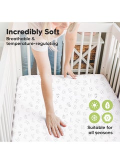KeaBabies Pack and Play Sheets Fitted, 2-Pack Mini Crib Sheets - Pack N Play Sheets, Organic Fitted Crib Sheet for Pack and Play Mattress, Playard Baby Crib Sheets,Crib Sheets Neutral for Boys,Girls (ABC Land)  - Image 4