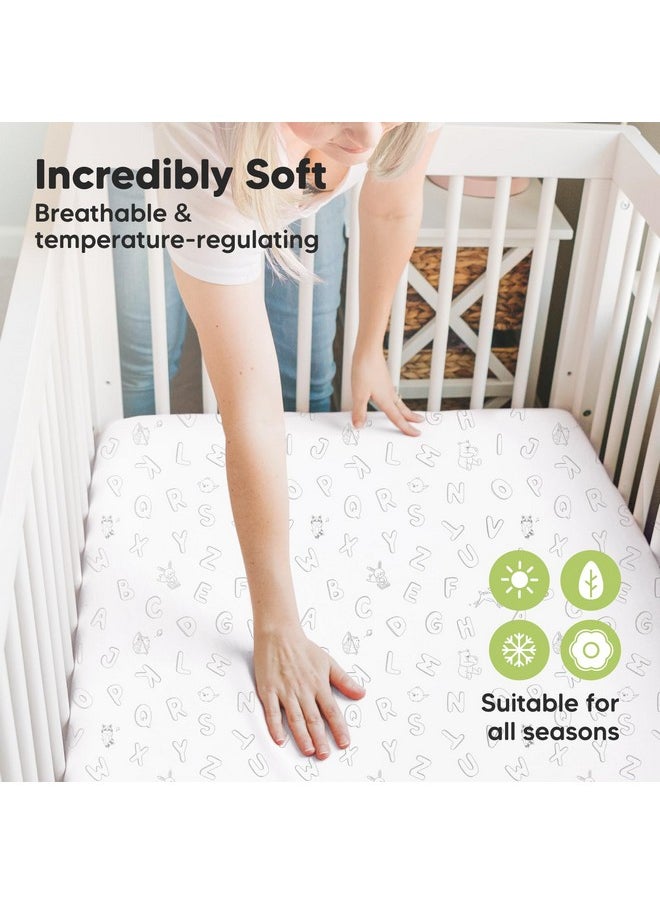 KeaBabies - Pack and Play Sheets Fitted, 2-Pack Mini Crib Sheets - Pack N Play Sheets, Organic Fitted Crib Sheet for Pack and Play Mattress, Playard Baby Crib Sheets,Crib Sheets Neutral for Boys,Girls (ABC Land) - Image 1