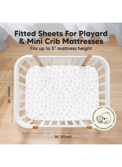 KeaBabies Pack and Play Sheets Fitted, 2-Pack Mini Crib Sheets - Pack N Play Sheets, Organic Fitted Crib Sheet for Pack and Play Mattress, Playard Baby Crib Sheets,Crib Sheets Neutral for Boys,Girls (ABC Land)  - Image 2